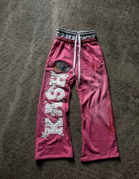Retro style pants flow All-match Paste Cloth Embroidery - Lokd