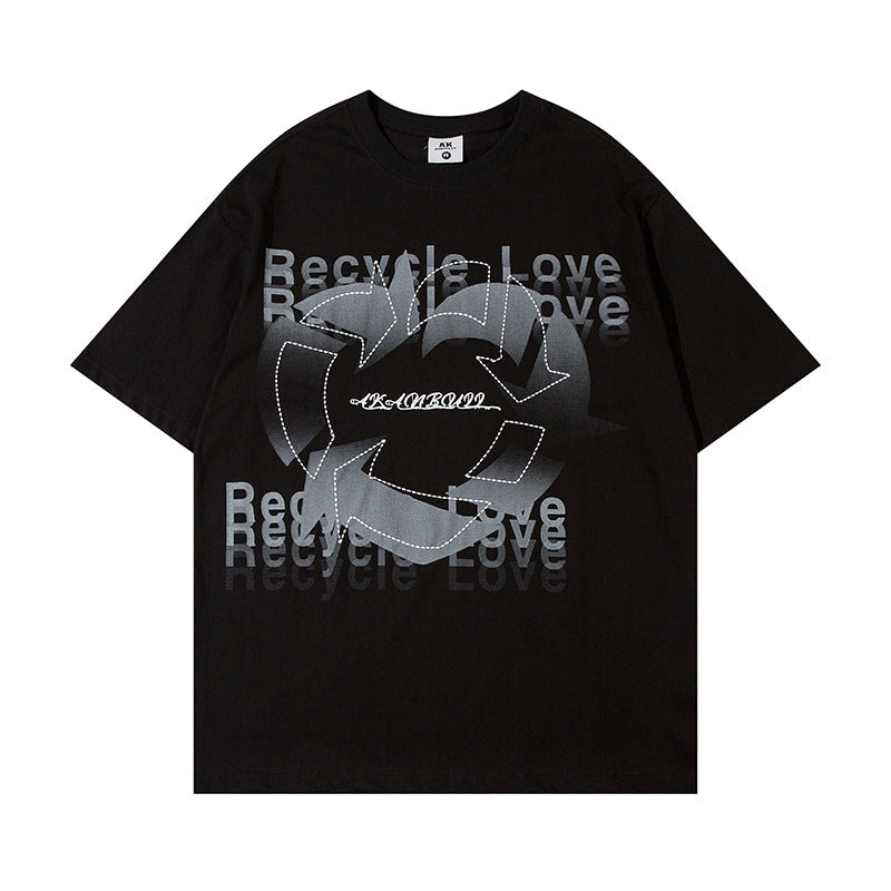 heart t-shirt streetwear Creative Heart-shaped Printed Short Sleeve Men - Lokd