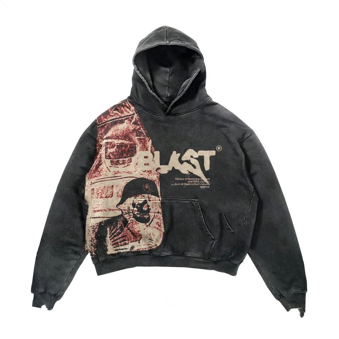 y2k hoodie Retro Hoodie Coats Sreetwear Gothic Casual Alphabet - Lokd